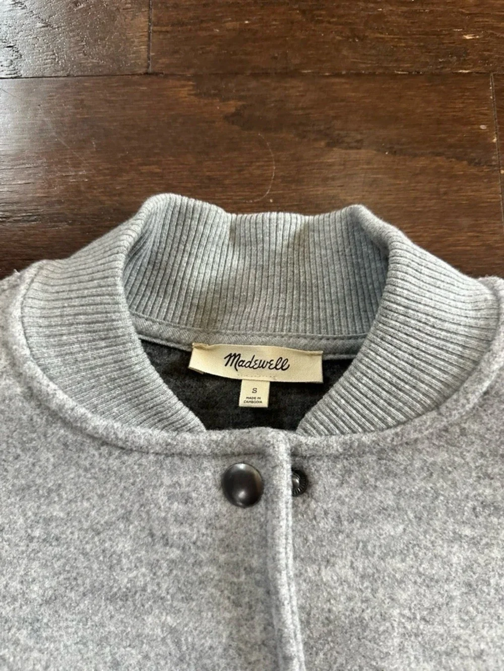 Madewell-Snap Front Bomber Jacket size Small Grey-like new - Picture 8 of 14
